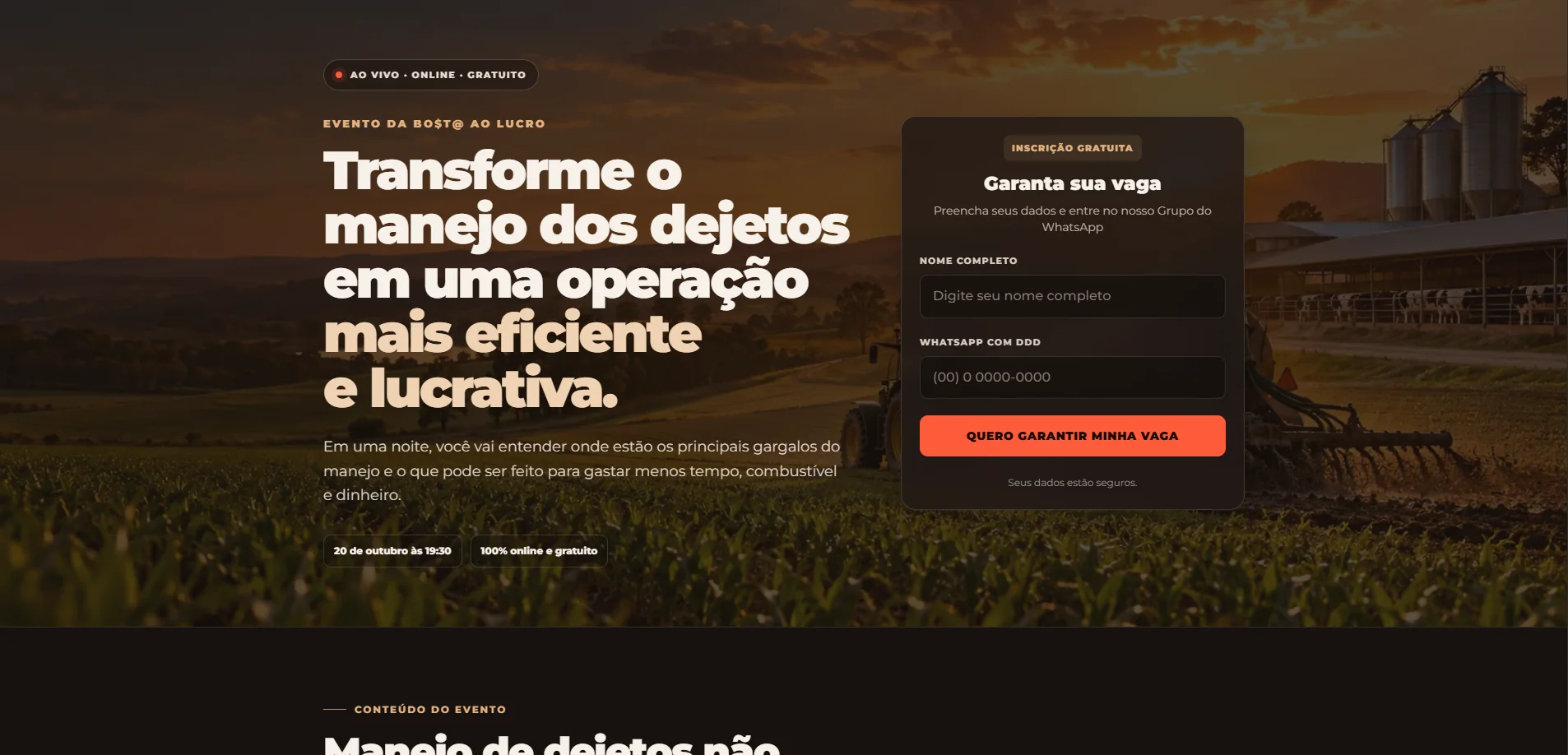 Captura desktop de Evento da Bo$t@ ao Lucro