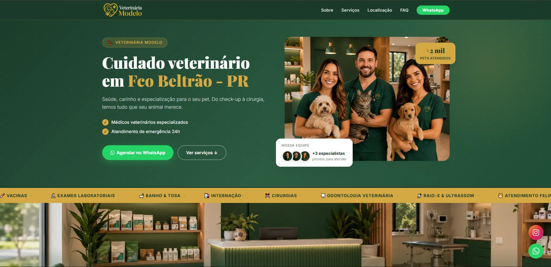Captura desktop de Veterinária Modelo